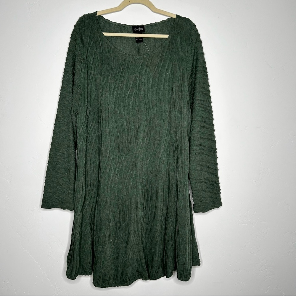 NWT Toofan Textured Sage Green Tunic Top Size‎ 1X Lagenlook Art to Wear